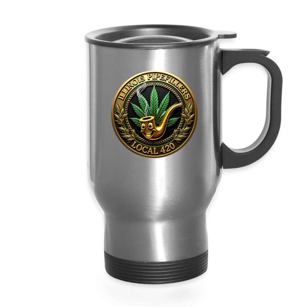 ILLINOIS PIPEFILLERS LOCAL 420 14oz Stainless Steel Travel Mug - silver