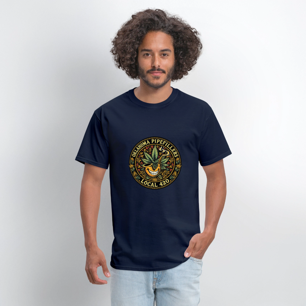 OKLAOMA PIPEFILLERS LOCAL 420  Men's T-Shirt - navy