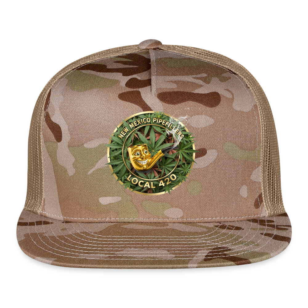 NEW MEXICO PIPEFILLERS LOCAL 420 CAMO Trucker Hat - MultiCam\tan