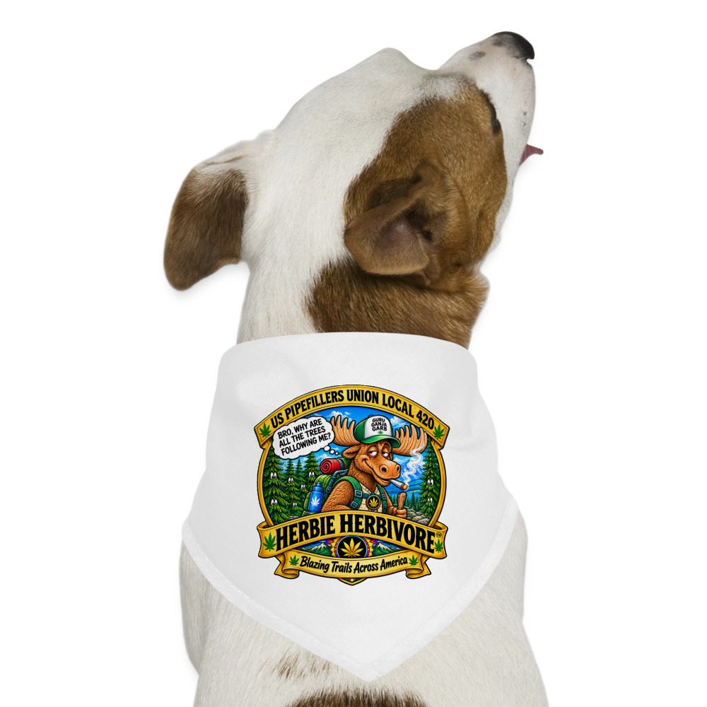 HERBIE HERBIVOR"BRO" US PIPEFILLERS LOCAL 420 Dog Bandana - white