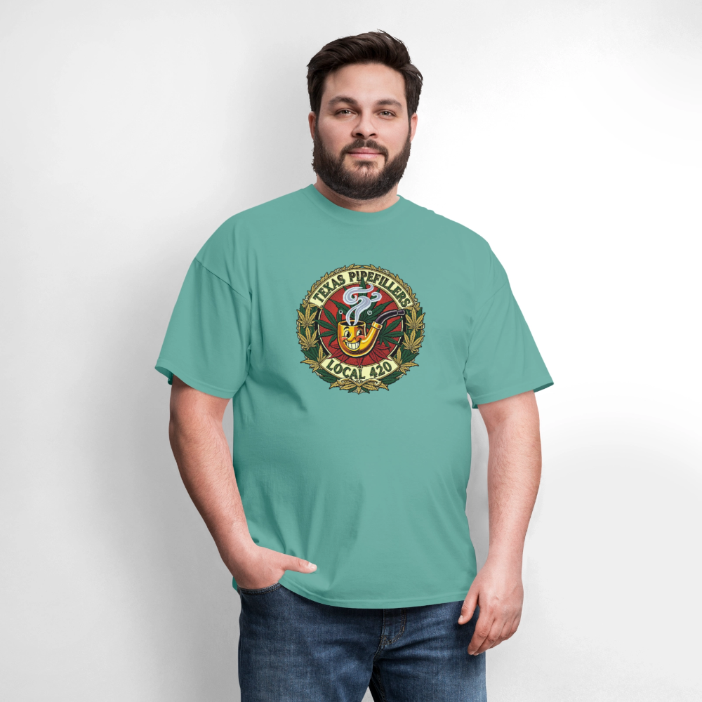 TEXAS PIPEFILLERS LOCAL 420 F.B DESIGN Men's T-Shirt - aquatic
