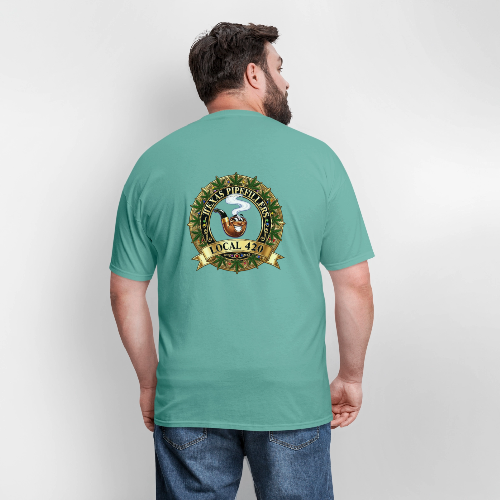 TEXAS PIPEFILLERS LOCAL 420 F/B DESIGN Men's T-Shirt - aquatic