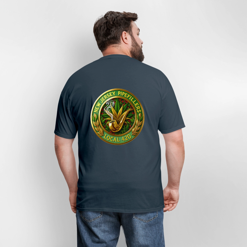 NEW JERSEY PIPEFILLERS LOCAL 420 F/B DESIGN Men's T-Shirt -  blue dusk