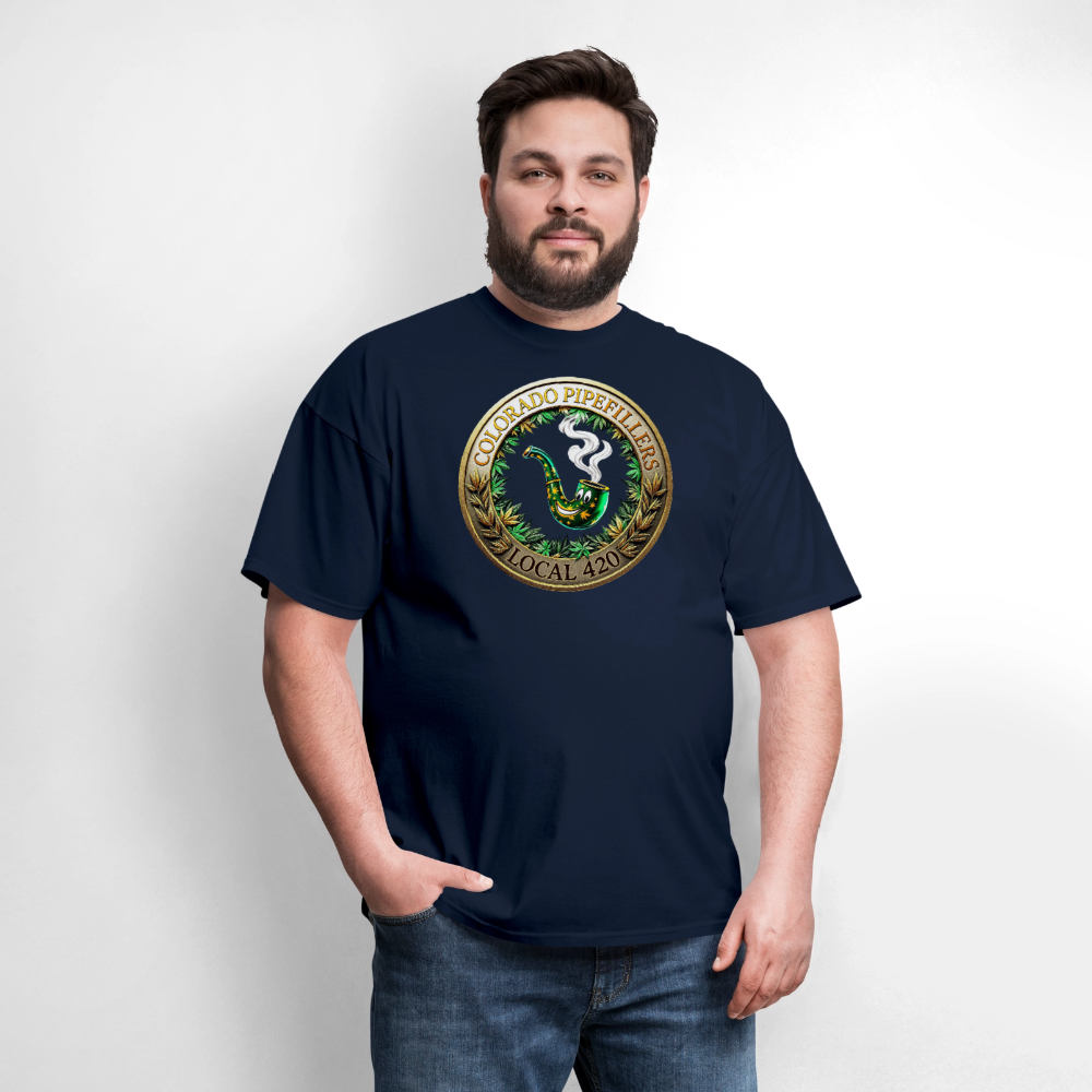 COLORADO PIPEFILLERS LOCAL 420 F/B EMBLEMS Men's T-Shirt - navy