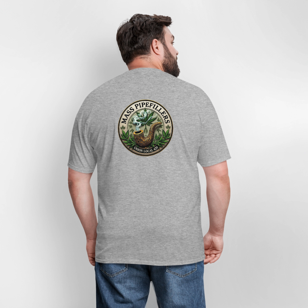MASS PIPEFILLERS LOCAL 420 2 EMBLEM Men's T-Shirt - heather gray