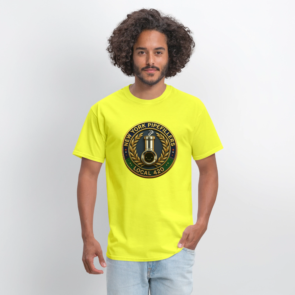 NEW YORK PIPEFILLERS LOCAL 420 F/B DESIGNS Men's T-Shirt - safety green