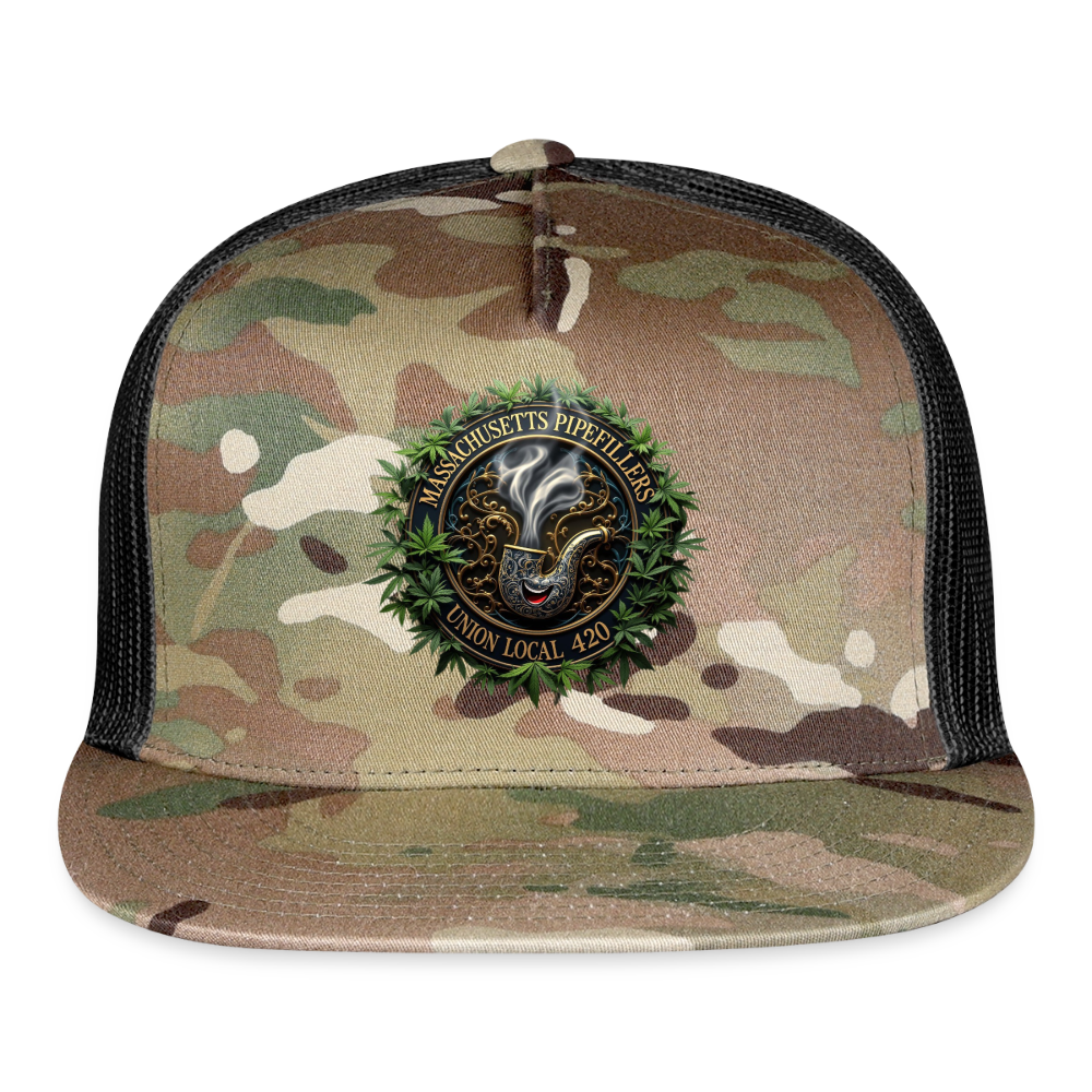 MASSACHUSETTS PIPEFILLERS LOCAL 420 CAMO Trucker Hat - MultiCam\black