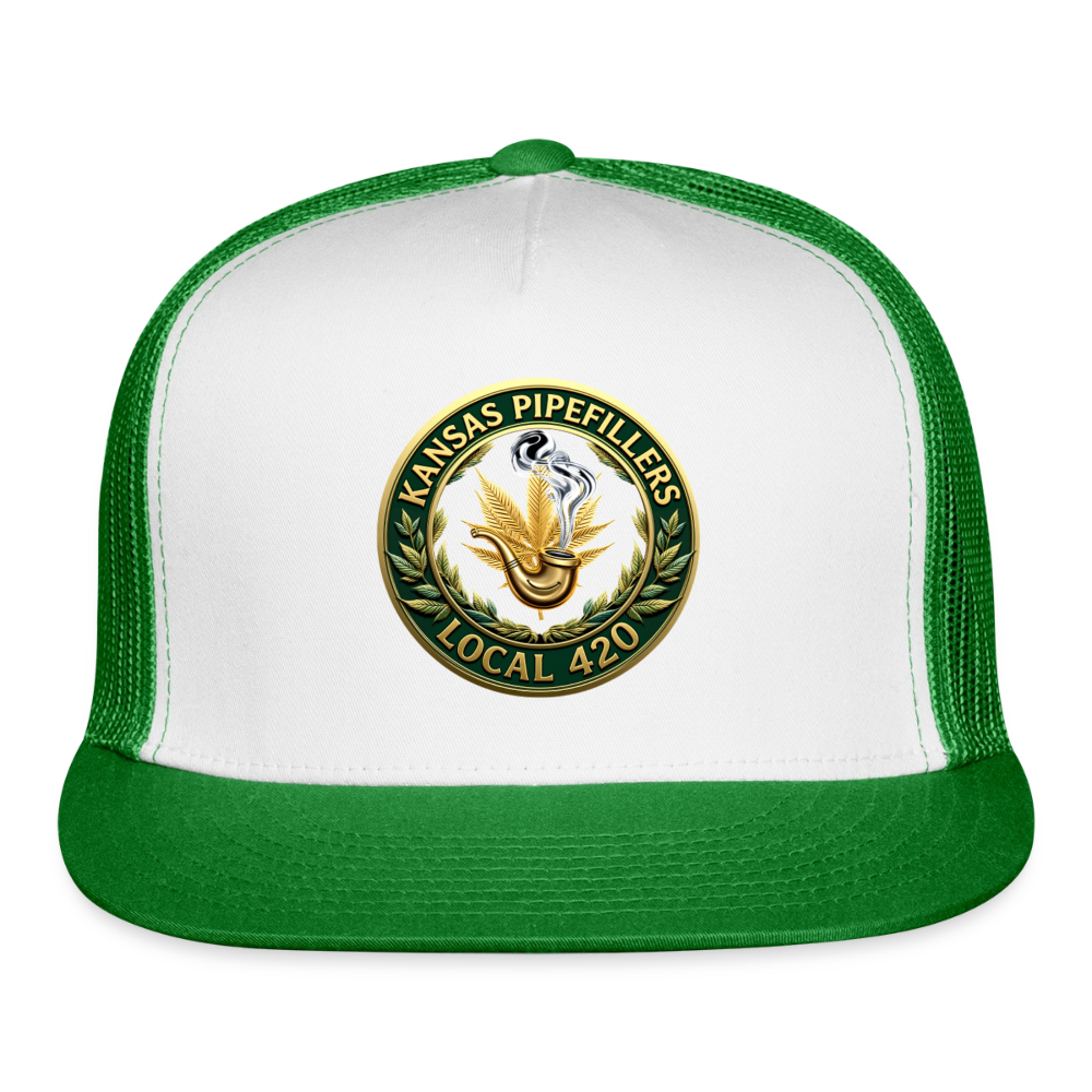 KANSAS PIPEFILLERS LOCAL 420 Trucker Hat - white/kelly green