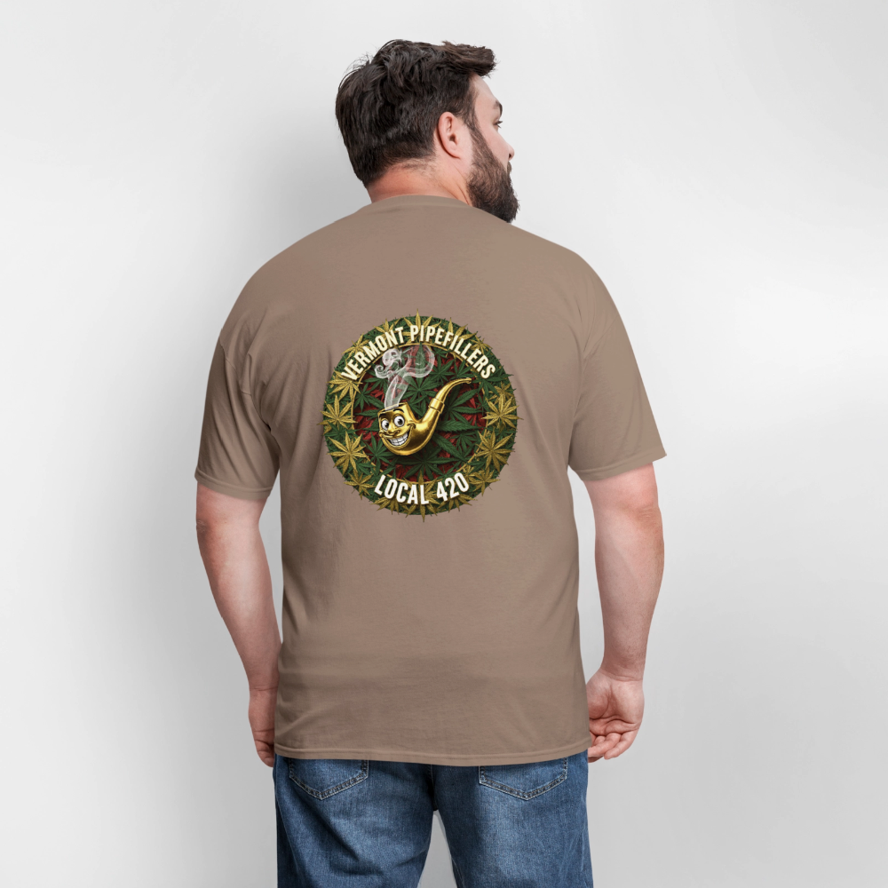 VERMONT PIPEFILLERS LOCAL 420  F/B DESIGN Men's T-Shirt - safari
