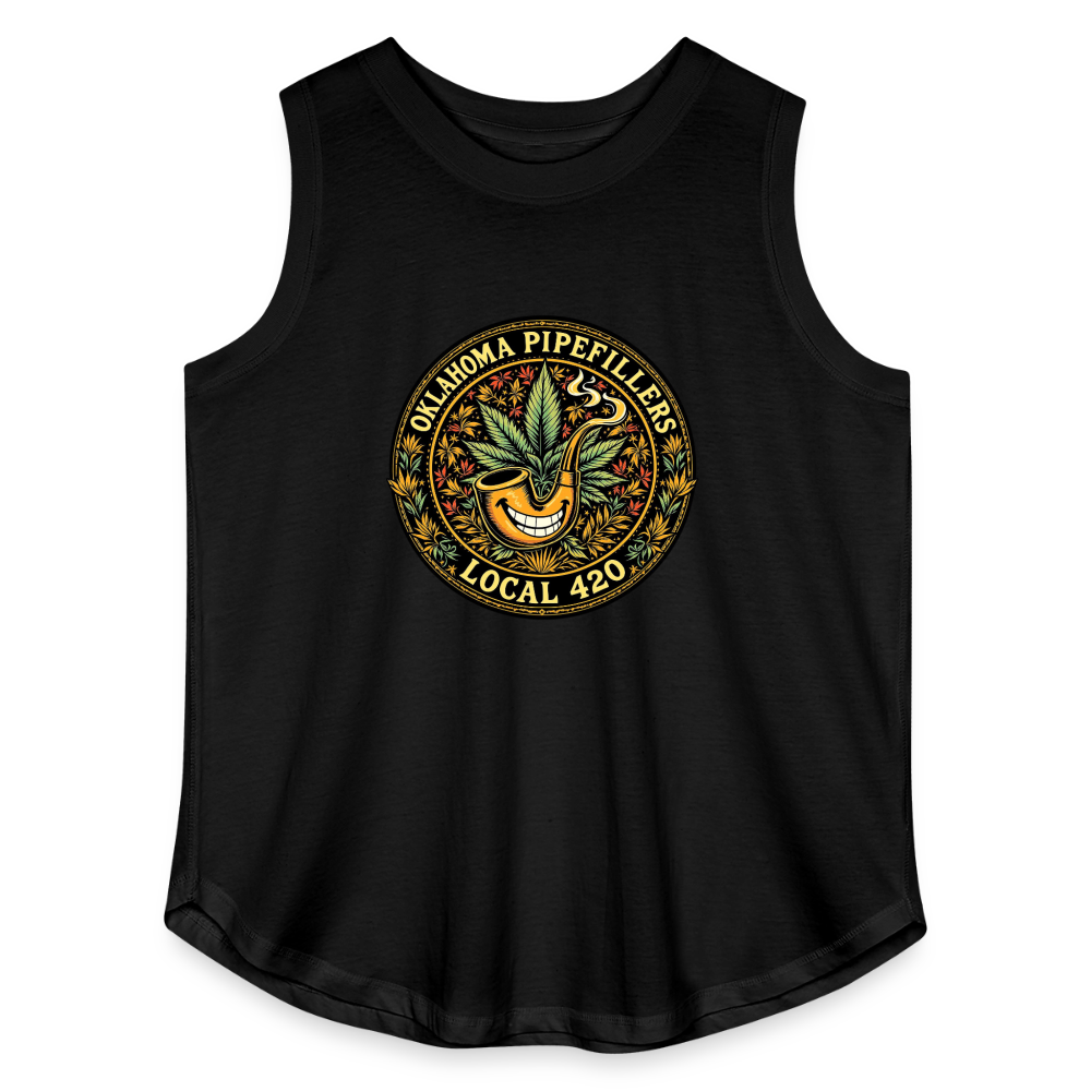 OKLAHOMA PIPEFILLERS LOCAL 420  F/B DESIGNS Women's Curvy Relaxed Tank Top - black