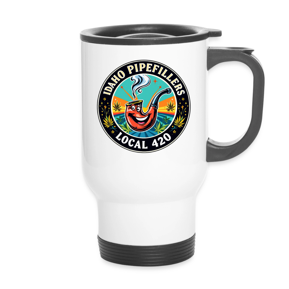 IDAHO PIPEFILLERS LOCAL 420 14oz Stainless Steel Travel Mug - white
