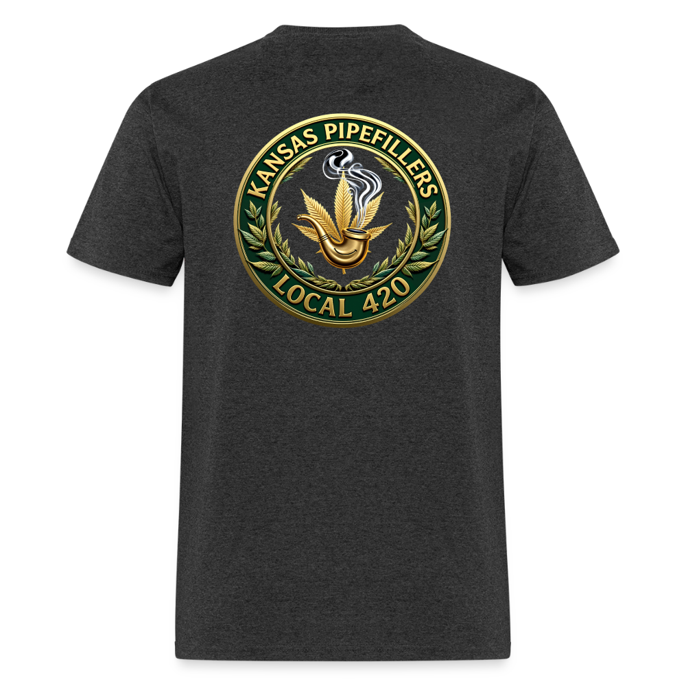 KANSAS PIPEFILLERS LOCAL 420 F/B DESIGNS Men's T-Shirt - heather black