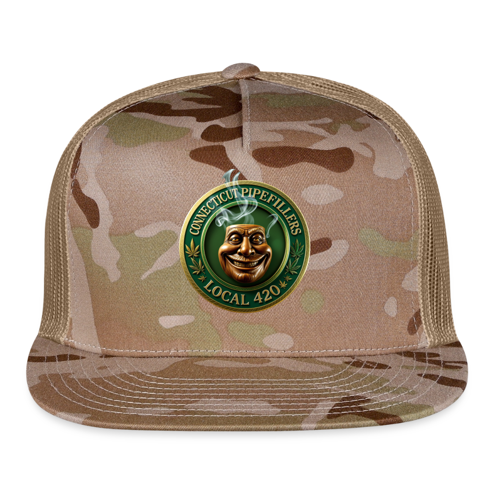 CONNECTICUT PIPEFILLERS LOCAL 420 CAMO Trucker Hat - MultiCam\tan
