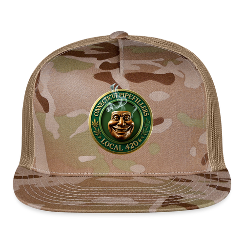 CONNECTICUT PIPEFILLERS LOCAL 420 CAMO Trucker Hat - MultiCam\tan
