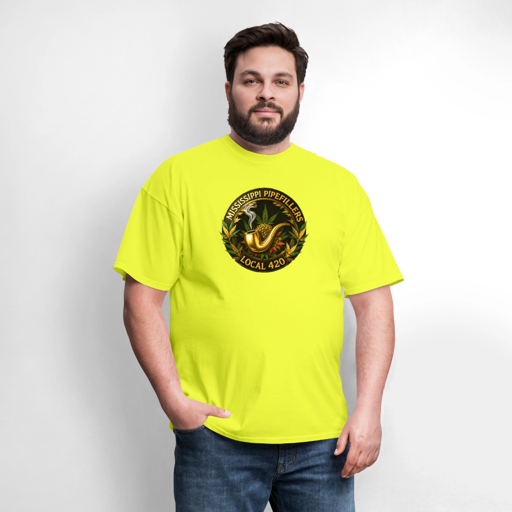 MISSISSIPPI PIPEFILLERS LOCAL 420 Men's T-Shirt - safety green