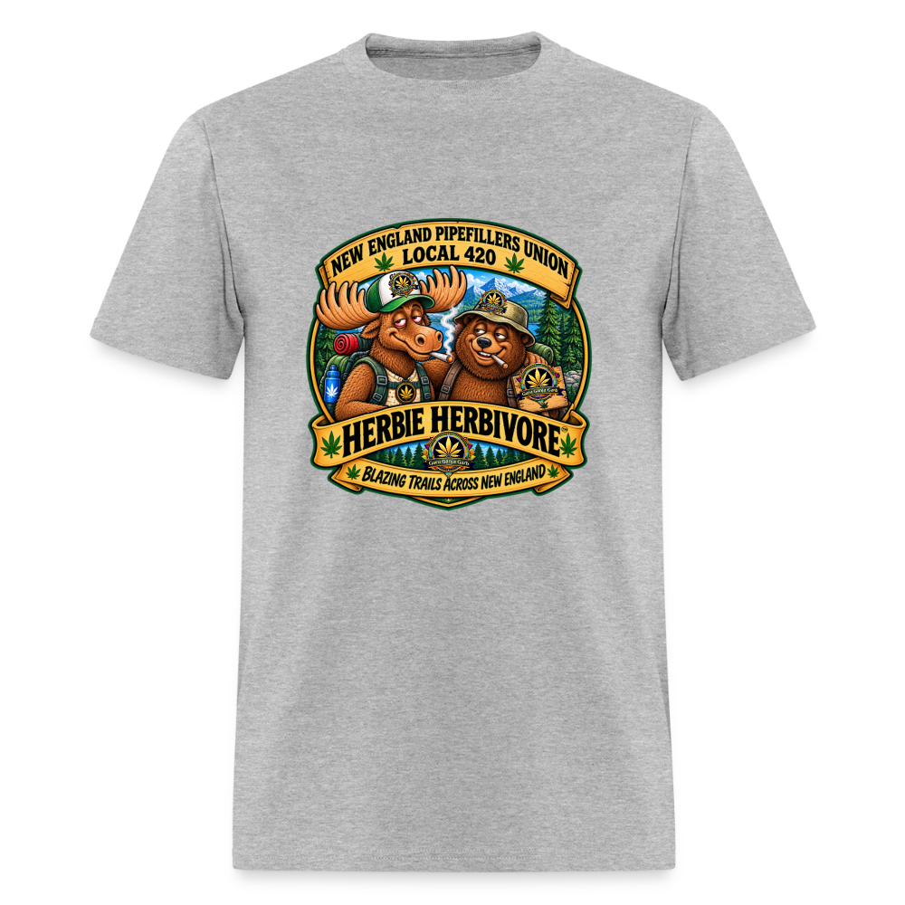 HERBIE HURBIVORE and BUDDY NEW ENGLAND PIPEFILLERS UNION LOCAL 420 Cotton Men's Tee - heather gray