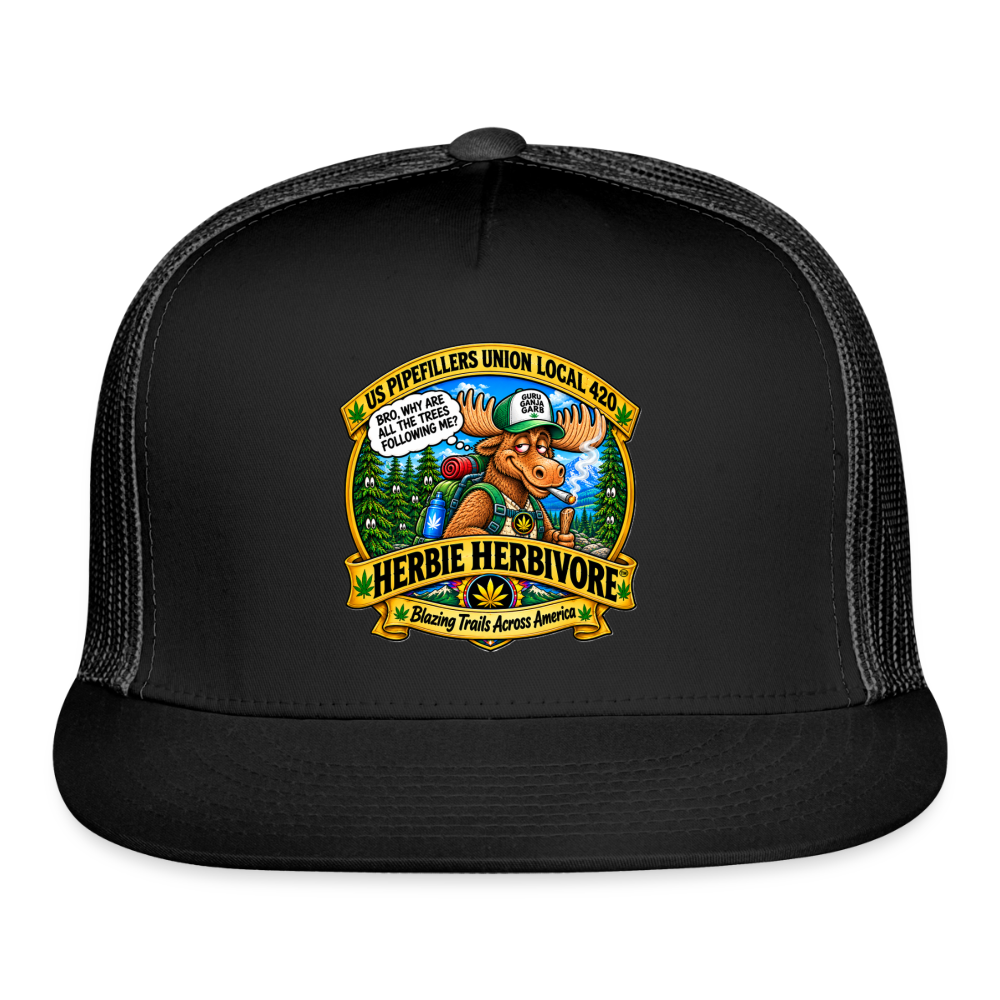US PIPEFILLERS UNION LOCAL 420 HERBIE HERBIVORE BRO, Trucker Hat - black/black
