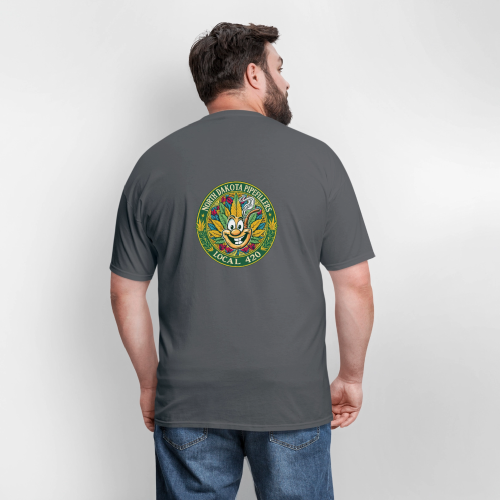 NORTH DAKOTA PIPEFILLERS LOCAL 420 F/B 2 DESIGNS Men's T-Shirt - charcoal