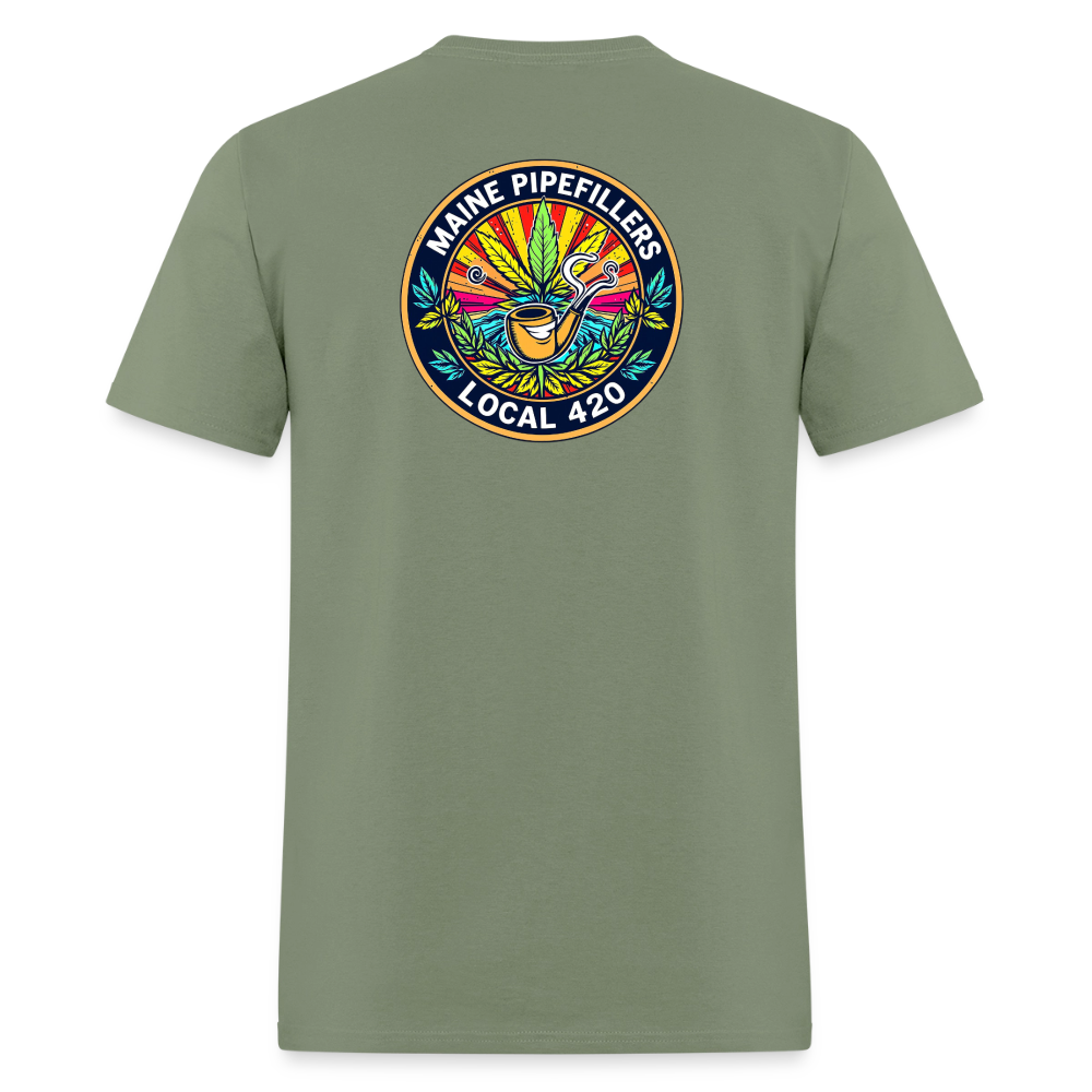 MAINE PIPEFILLERS LOCAL 420 2 EMBLEM Men's T-Shirt - military green