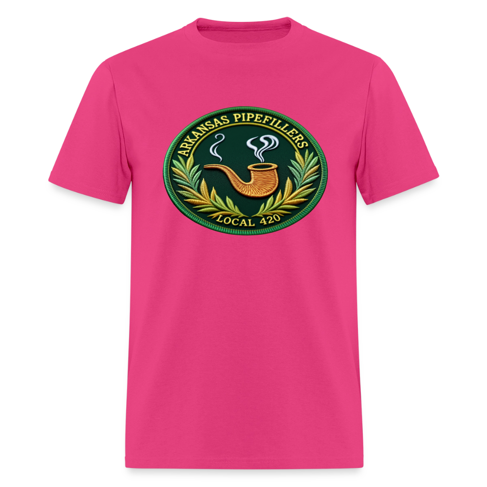 ARKANSAS PIPEFILLERS LOCAL 420 F/B EMBLEMS  Men's T-Shirt - fuchsia