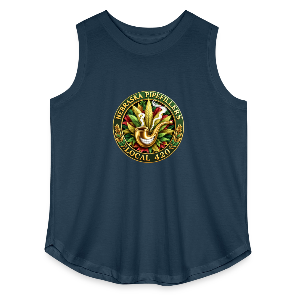 NEBRASKA PIPEFILLERS LOCAL 420 Women's Curvy Relaxed Tank Top - denim