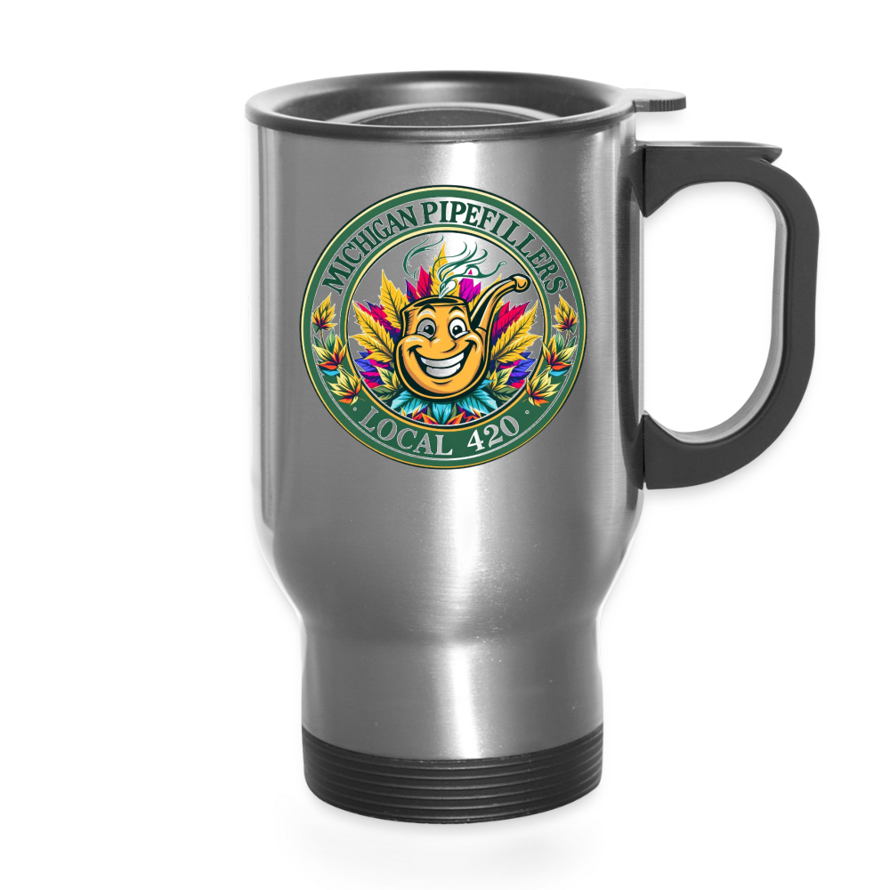 MICHIGAN PIPEFILLERS LOCAL 420 14oz Stainless Steel Travel Mug - silver