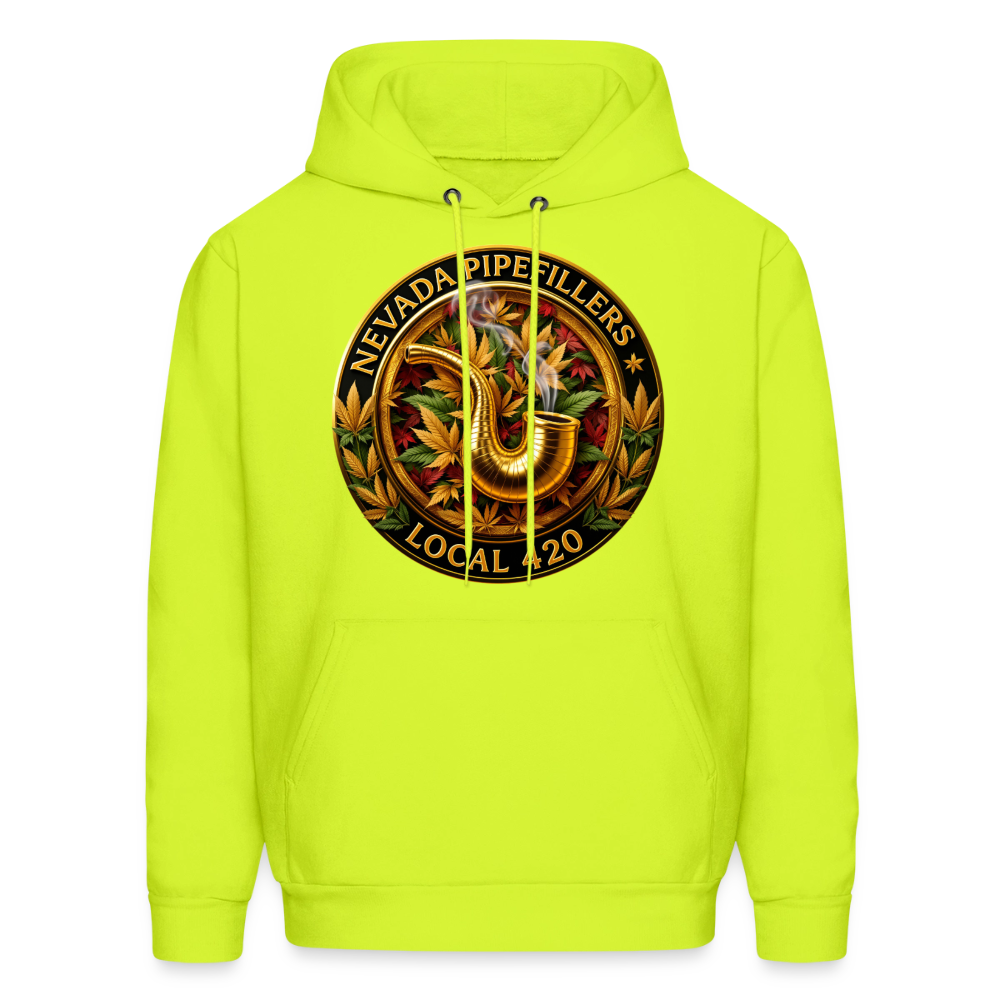 NEVADA PIPEFILLERS LOCAL 420  F/B DESIGN Men's Hoodie - safety green