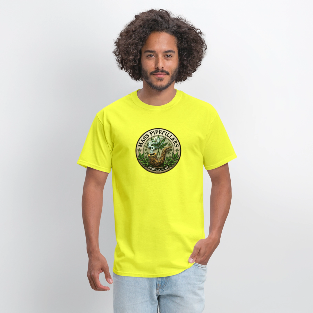 MASS PIPEFILLERS LOCAL 420 Men's T-Shirt - safety green