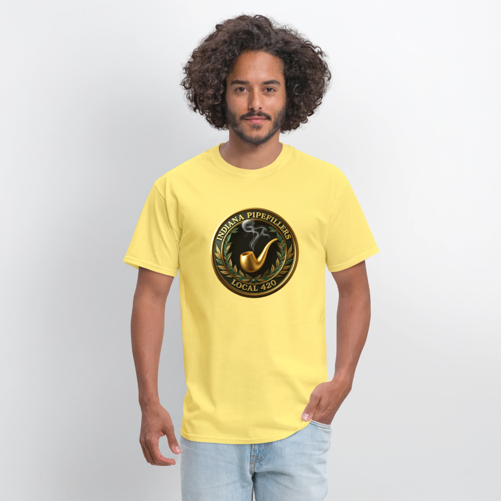 INDIANA PIPEFILLERS LOCAL 420 Men's T-Shirt - cornsilk