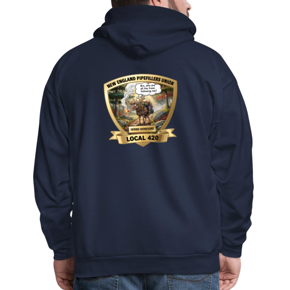 NEW ENGLAND PIPEFILLERS LOCAL 420 HERBIE HERBIVORE F/B EMBLEMS Men's Hoodie - navy