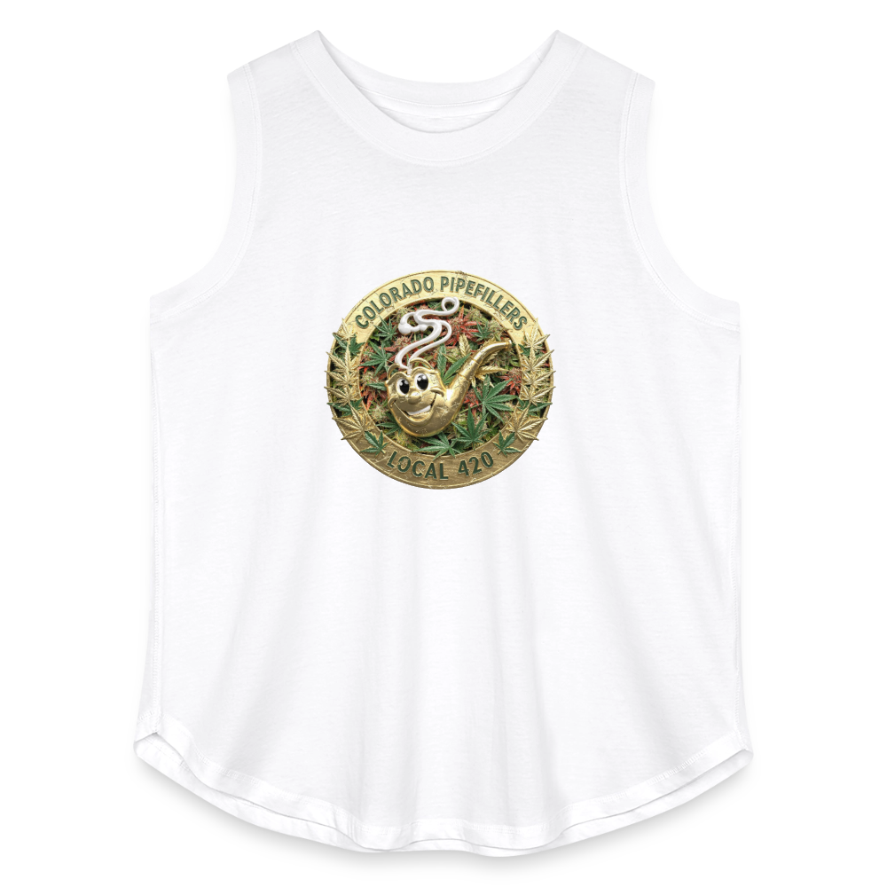 COLORADO PIPEFILLERS LOCAL 420 F/B DESIGN Women's Curvy Relaxed Tank Top - white