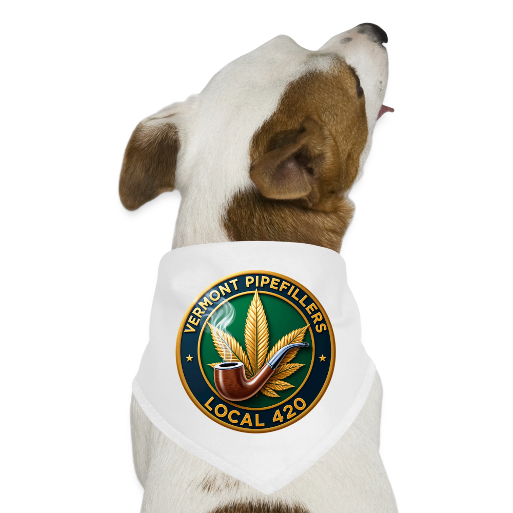 VERMONT PIPEFILLERS LOCAL 420 Dog Bandana - white