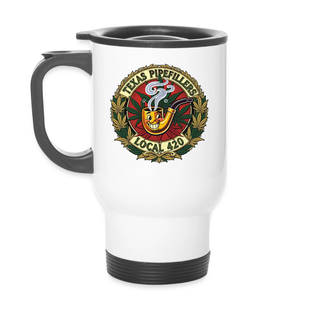 TEXAS PIPEFILLERS LOCAL 420 14oz Stainless Stel Travel Mug - white