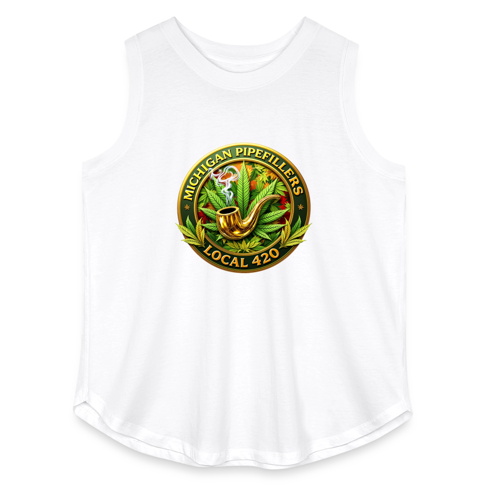 MICHIGAN PIPEFILLERS LOCAL 420 F/B DESIGN Women's Curvy Relaxed Tank Top - white