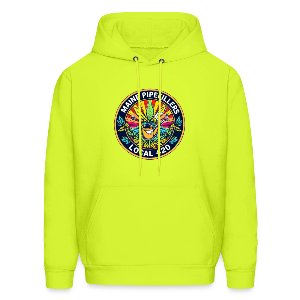 MAINE PIPEFILLERS LOCAL 420 2 EMBLEM Men's Hoodie - safety green
