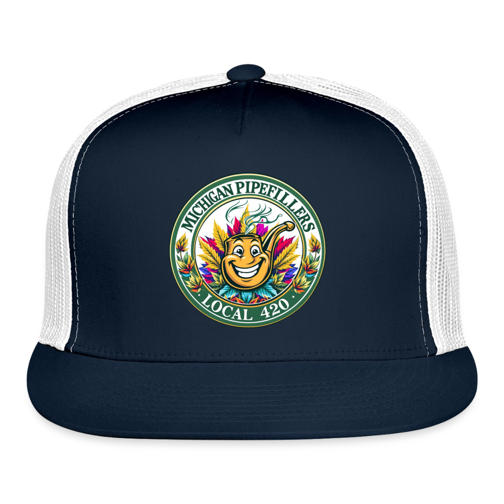 MICHIGAN PIPEFILLERS LOCAL 420 Trucker Hat - navy/white