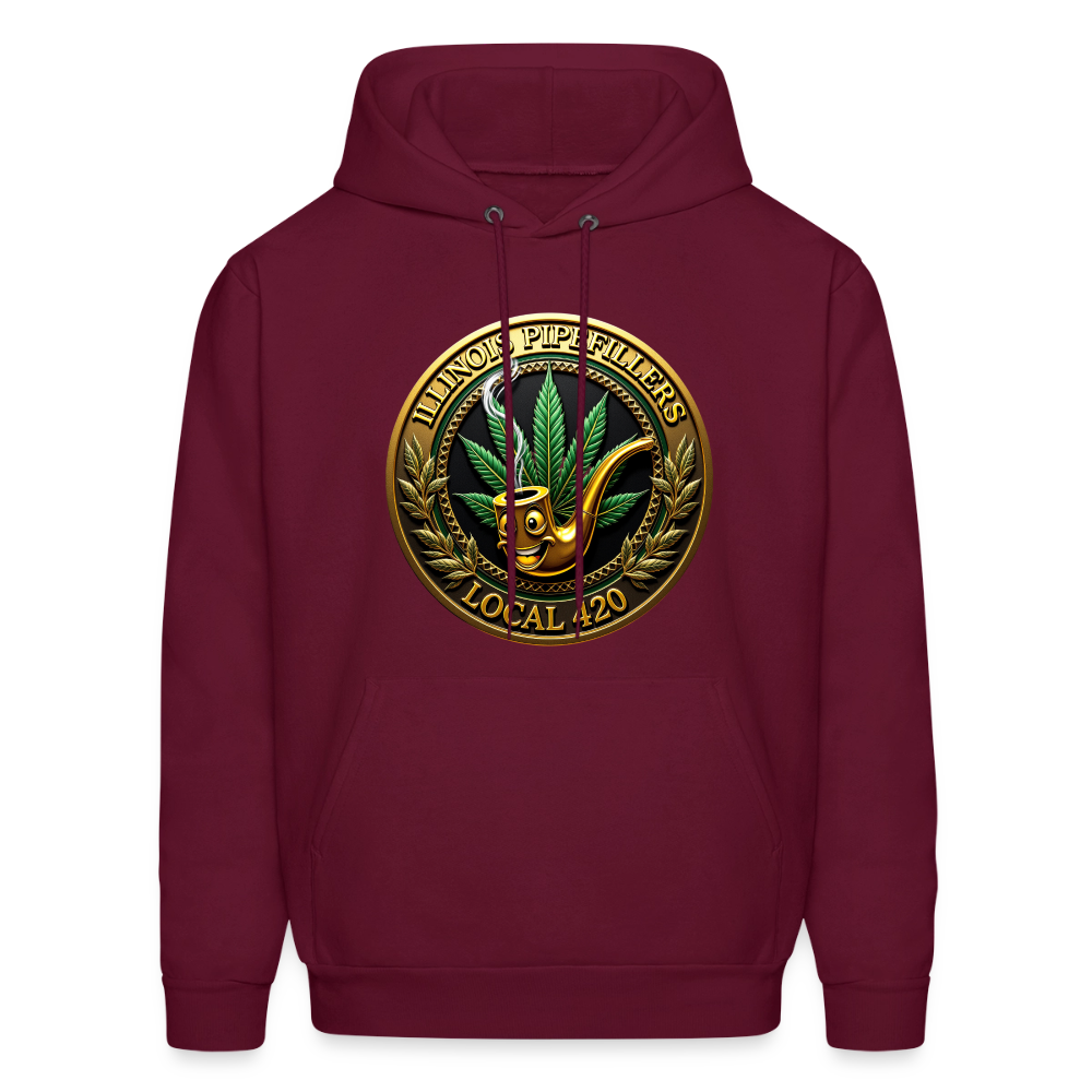 ILLINOIS PIPEFILLERS LOCAL 420  Men's Hoodie - burgundy
