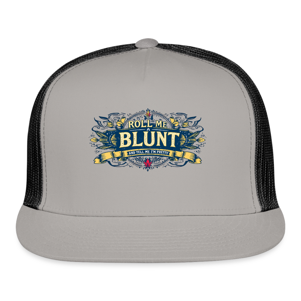ROLL ME A BLUNT Trucker Hat - gray/black
