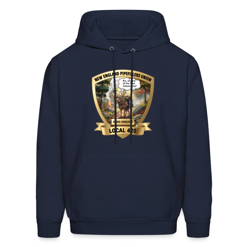 NEW ENGLAND PIPEFILLERS LOCAL 420 HERBIE HERBIVORE F/B EMBLEMS Men's Hoodie - navy