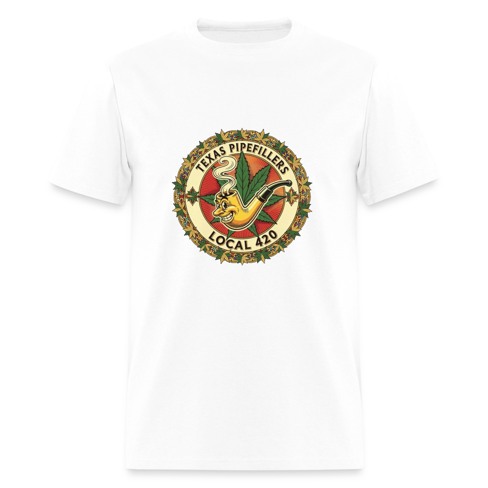 TEXAS PIPEFILLERS LOCAL 420  Men's T-Shirt - white