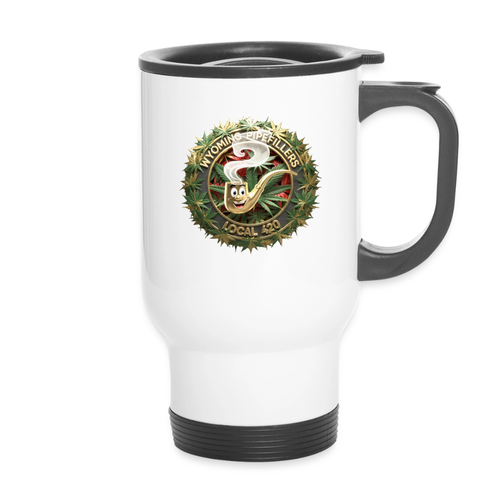 WYOMING PIPEFILLERS LOCAL 420 14oz Stainless Steel Travel Mug - white