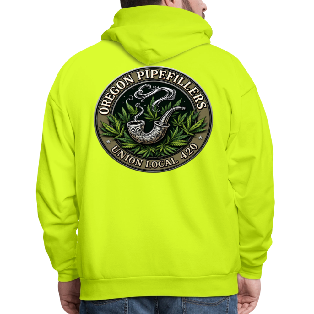 OREGON PIPEFILLERS LOCAL 420 2 EMBLEM Men's Hoodie - safety green