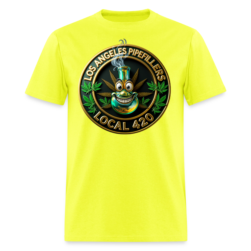 LOS ANGELES PIPEFILLERS LOCAL 420 F/B DESIGNS Men's T-Shirt - safety green