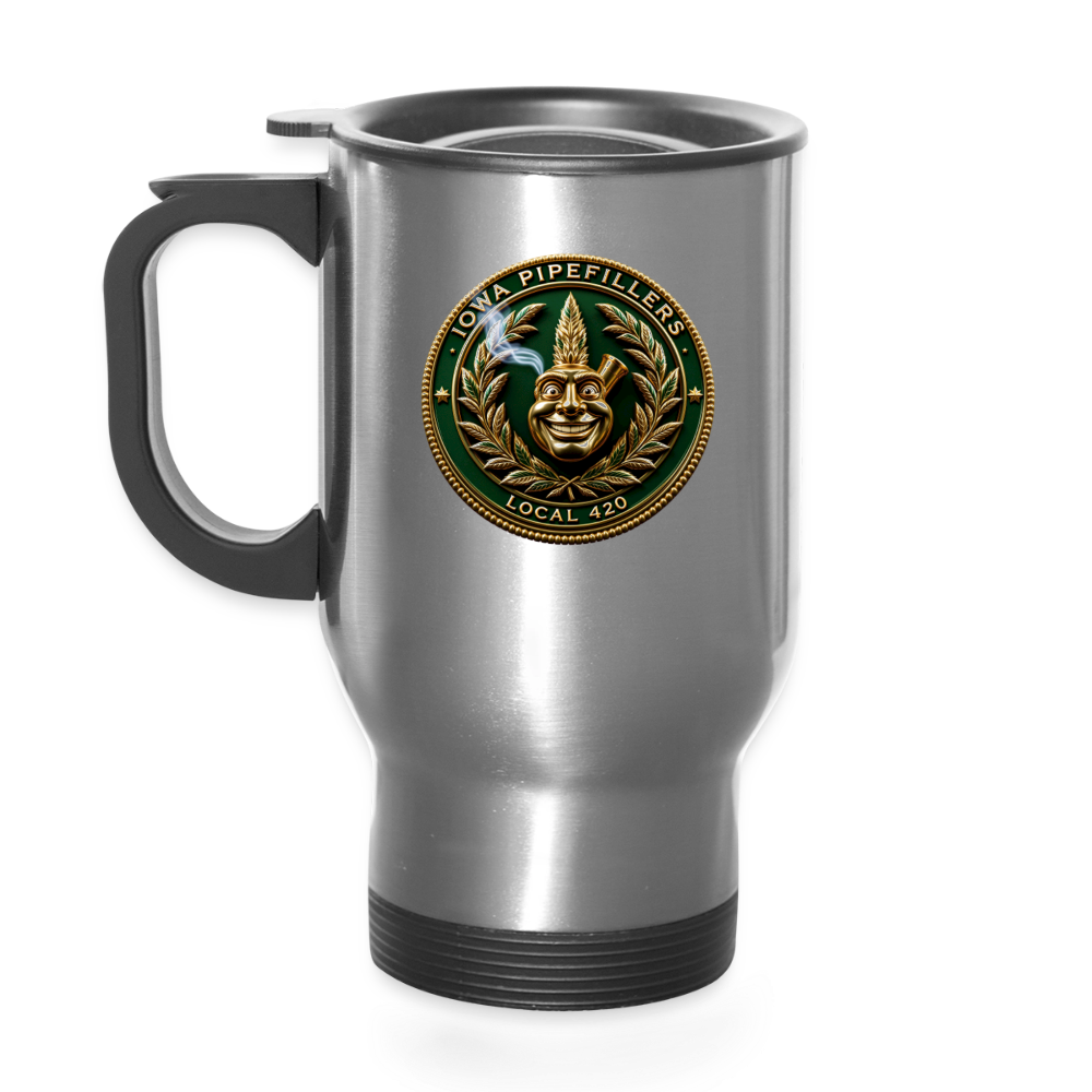 IOWA PIPEFILLERS LOCAL 420 14oz Stainless Steel Travel Mug - silver