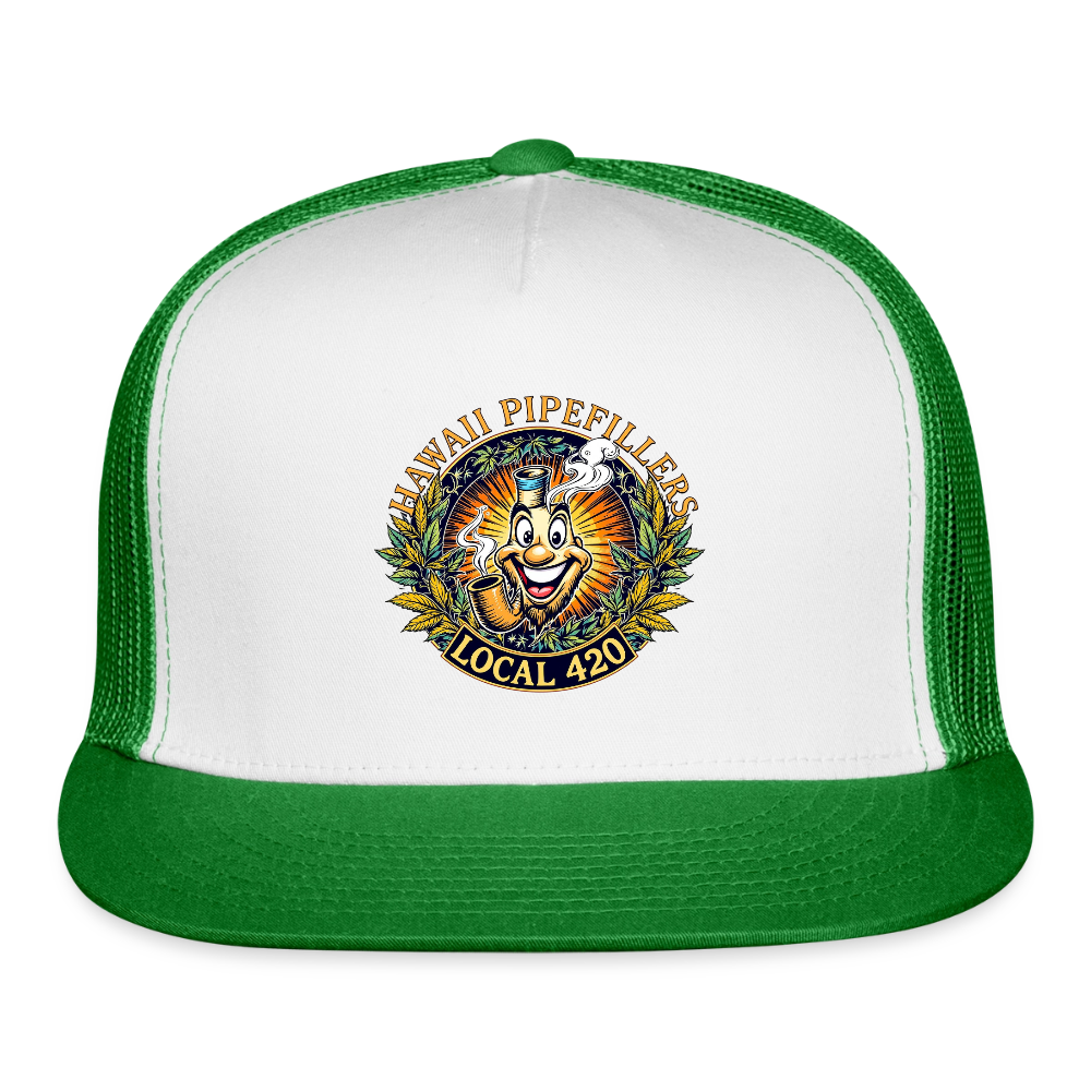 HAWAII PIPEFILLERS LOCAL 420 Trucker Hat - white/kelly green