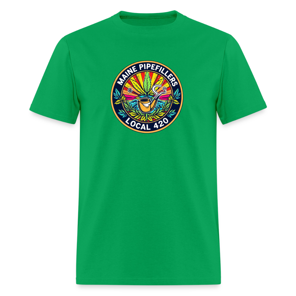 MAINE PIPEFILLERS LOCAL 420 2 EMBLEM Men's T-Shirt - bright green