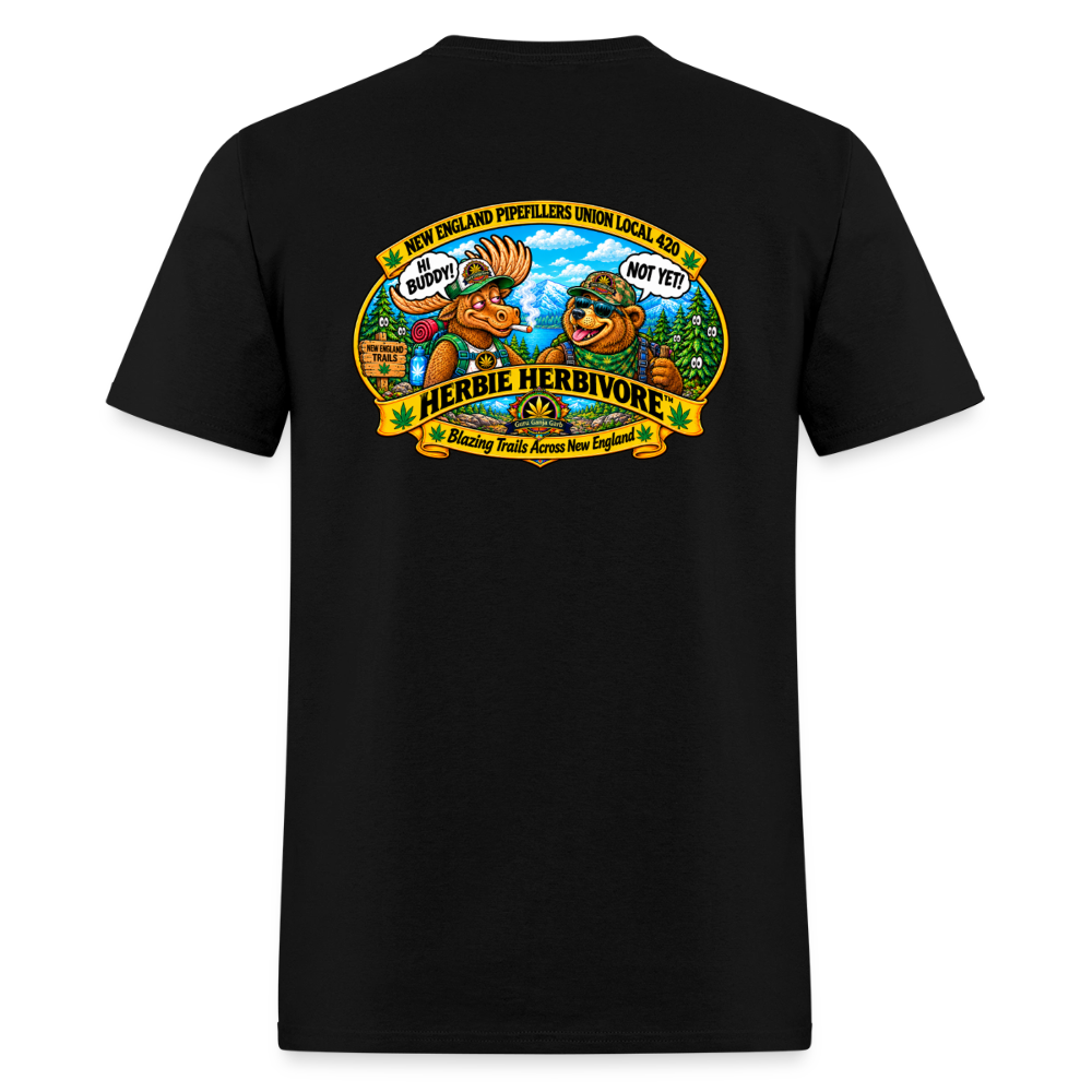 HERBIE HERBIVORE HI BUDDY-NOT YET NEW ENGLAND PIPEFILLERS UNNION LOCAL 420 Men's T-Shirt - black