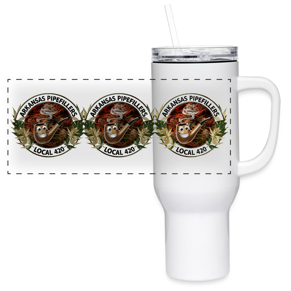 ARKANSAS  PIPEFILLERS LOCAL 420 40oz Stainless Steel Travel Tumbler - white
