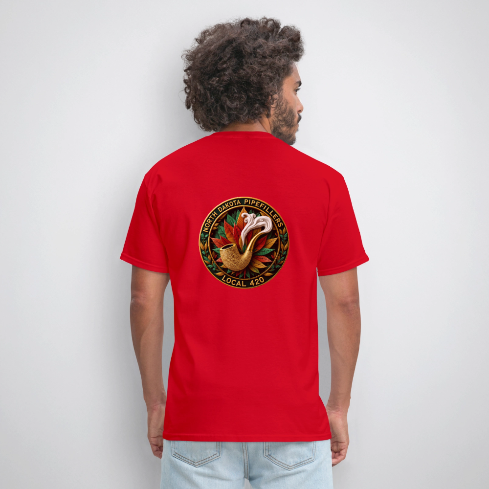 NORTH DAKOTA PIPEFILLERS LOCAL 420 F/B DESIGNS Men's T-Shirt - red