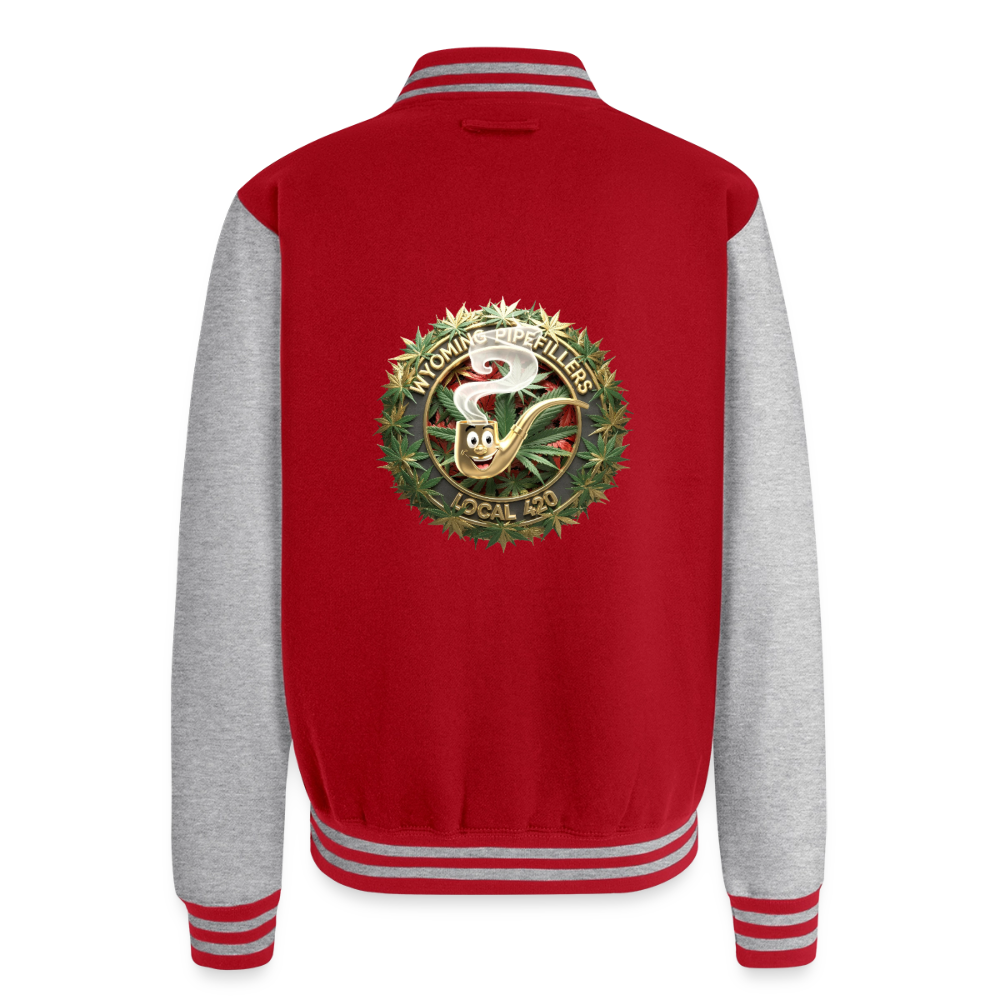 WYOMING PIPEFILLERS LOCAL 420 / 4 EMBLEM Unisex College Sweat Jacket - red/heather grey